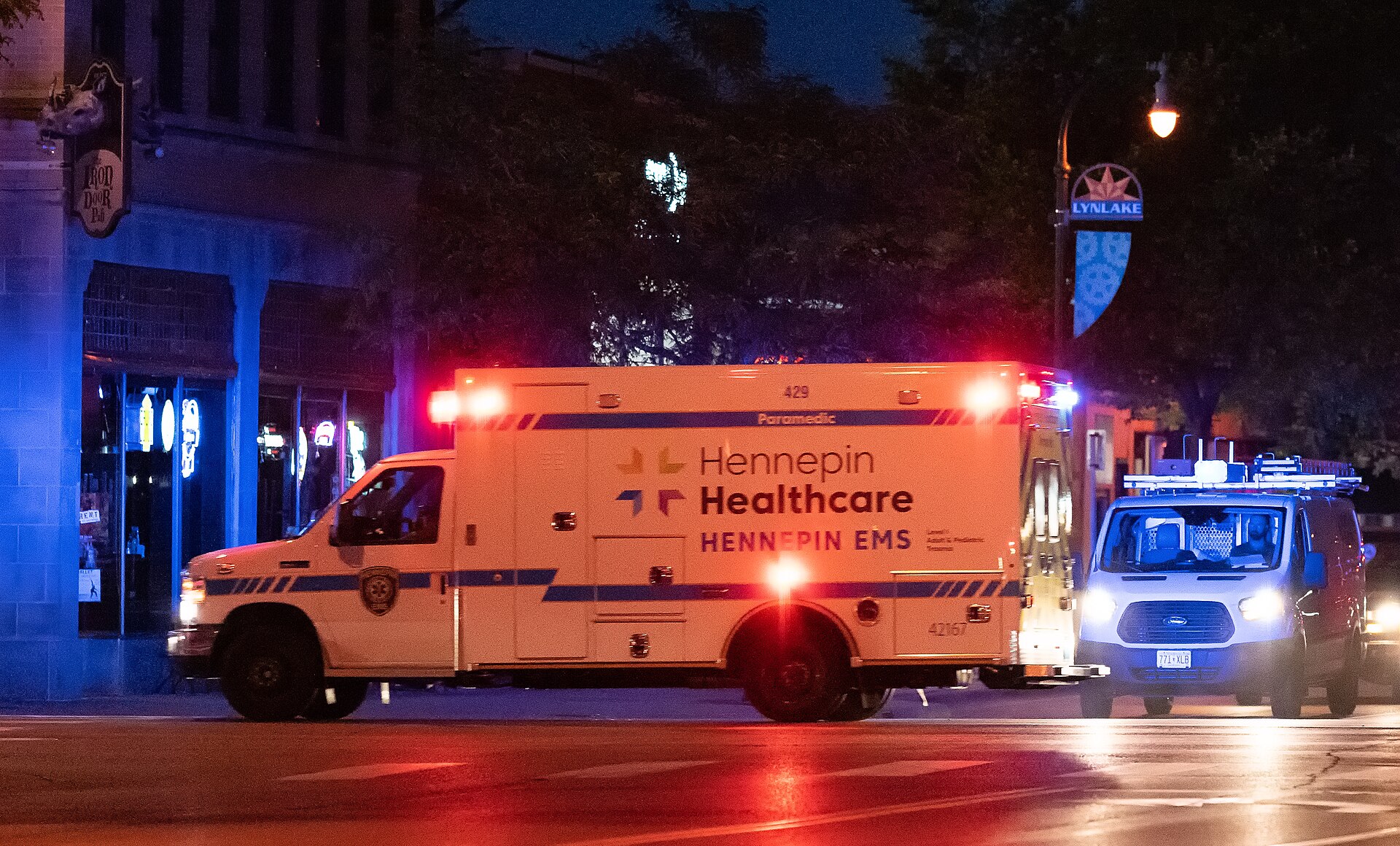 Ambulance responding with emergency lights